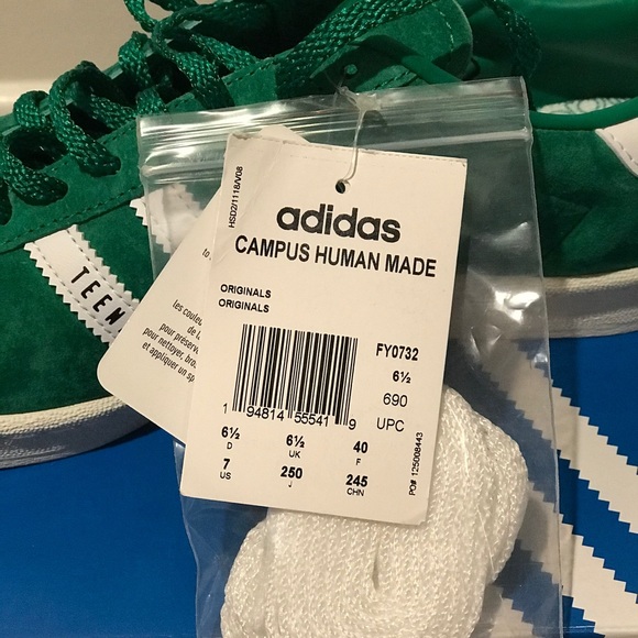 Adidas Campus x Human made Green suede Mens size 7 - Picture 10 of 12